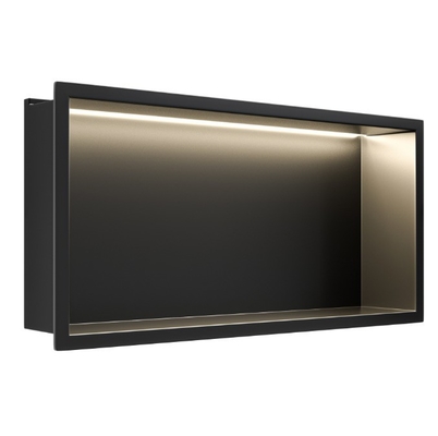 Nicho de ducha de acero inoxidable negro de diseño hermoso insertado de baldosas de baño