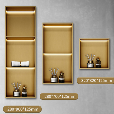 Moderno estilo de diseño 12&quot; estanterías de ducha encasilladas con acabado dorado y luz LED