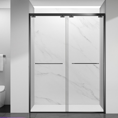 Puerta de ducha de acero inoxidable Baño de ducha corredera Cuarto de ducha con rodillo en negro