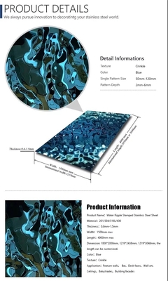 Hoja de acero inoxidable sin aleación de agua ondulada con estilo de diseño contemporáneo