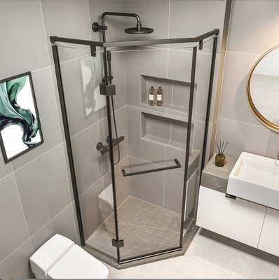 Estante de esquina de cristal de borde de biselado elegante para el baño Sala de ducha en electroplata