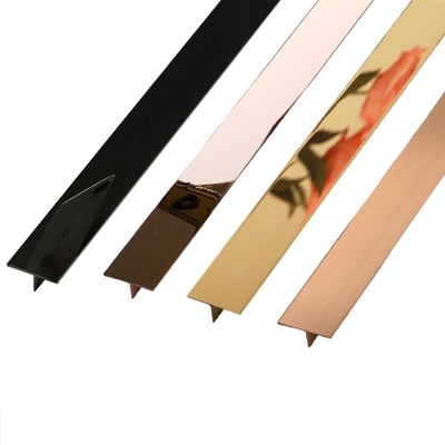 Pintura de oro espejo pulido en forma de T azulejos de acero inoxidable para paredes decorativas 1 kg