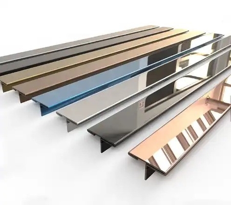Pintura de oro espejo pulido en forma de T azulejos de acero inoxidable para paredes decorativas 1 kg