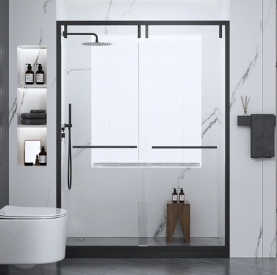 Cabina de ducha de cristal de acero inoxidable con superficie pulida y puertas correderas