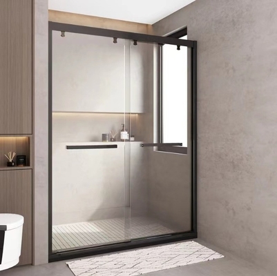 Cabina de ducha de cristal de acero inoxidable con superficie pulida y puertas correderas