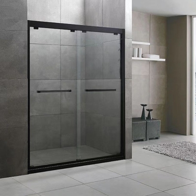Cabina de ducha de cristal de acero inoxidable con superficie pulida y puertas correderas