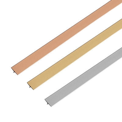 201 304 PVD Perfil T Espejo Oro Metal pulido Decorativo Acero inoxidable T en forma de baldosas Trim Strip para muebles de pared