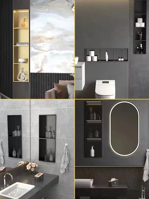 Estante de ducha de acero inoxidable impermeable en negro mate para un hermoso diseño de baño