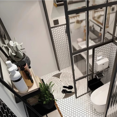 Estilo de diseño moderno Cerámica de suelo hexagonal de color blanco puro con mosaico de vidrio de panal de miel
