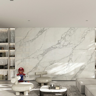 Marmol aspecto brillante pulido acristalado grandes baldosas de piedra de pared para el interior sala de estar
