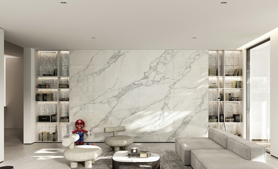 Marmol aspecto brillante pulido acristalado grandes baldosas de piedra de pared para el interior sala de estar