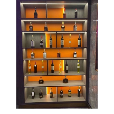 Modelo de gabinete de estante de vino de madera para el hotel en casa en color rojo y negro / dorado personalizado