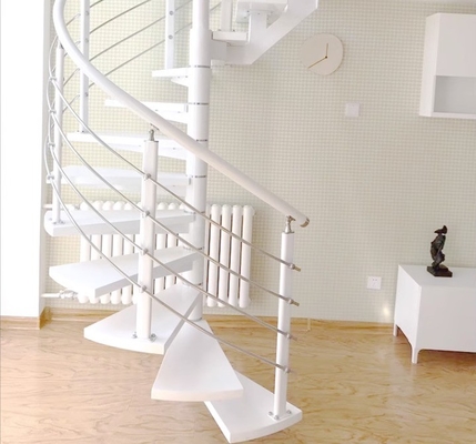 Escalera curva barandilla de acero inoxidable con barandilla vertical y balaustrada de tubo