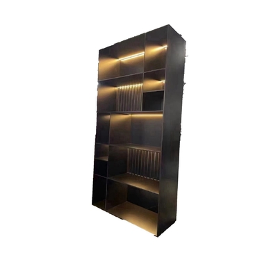 Bar de gabinete de vino de madera de estilo antiguo con pantalla de vidrio y estante de vino de acero inoxidable