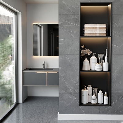 Fin de superficie cepillado Nicho de ducha de acero inoxidable negro para azulejos de 12 &quot;por Bernkot