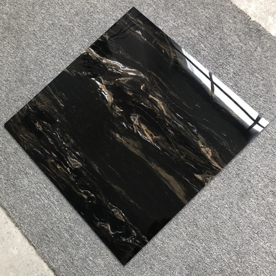Tejas de cerámica de mármol de oro negro brillante de 24x24 cuadrados para necesidades de brillo al aire libre e interior