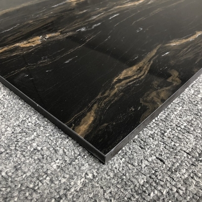 Tejas de cerámica de mármol de oro negro brillante de 24x24 cuadrados para necesidades de brillo al aire libre e interior