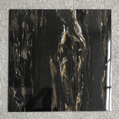 Tejas de cerámica de mármol de oro negro brillante de 24x24 cuadrados para necesidades de brillo al aire libre e interior