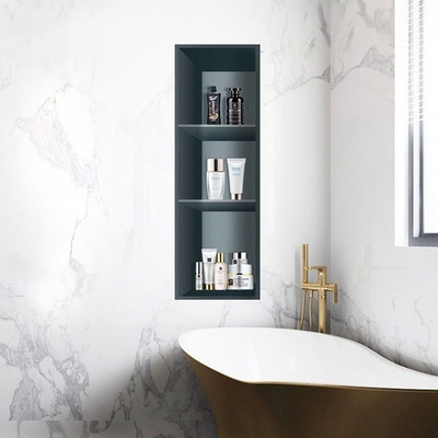 Estilo de diseño moderno negro bañera de nicho de la pared de la ducha con adornos de cromo