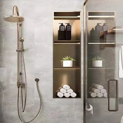 Baño de ducha a prueba de agua con luz LED Estante doble Diseño moderno 12x20 Negro