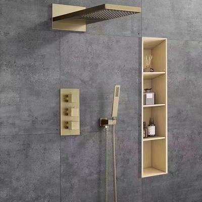 Baño de ducha a prueba de agua con luz LED Estante doble Diseño moderno 12x20 Negro
