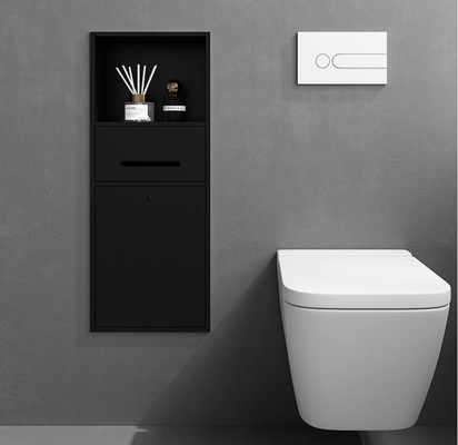 Nicho de baño de superficie de oro cepillado para baño estrecho impermeable y montado con chorro