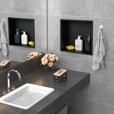 Mejore el almacenamiento de su baño con un estante de nicho de acero inoxidable moderno y luz LED
