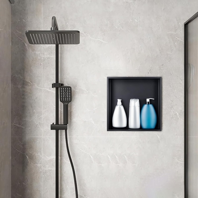 Mejore el almacenamiento de su baño con un estante de nicho de acero inoxidable moderno y luz LED