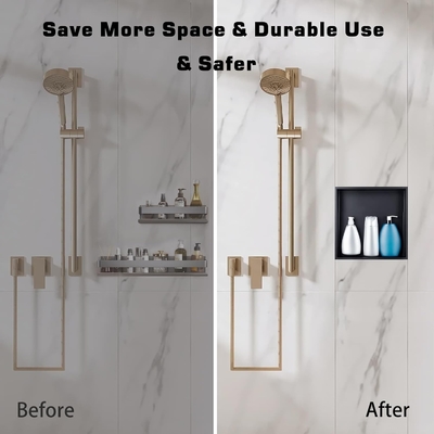 Mejore el almacenamiento de su baño con un estante de nicho de acero inoxidable moderno y luz LED