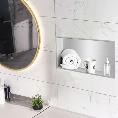 Nicho de ducha de acero inoxidable 12 &quot;x24&quot; y Nicho de pared de doble estante para diseño de hotel moderno
