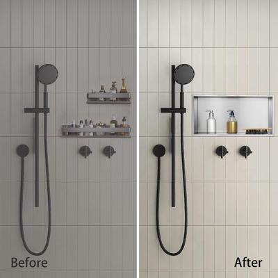 Nicho de ducha de acero inoxidable 12 &quot;x24&quot; y Nicho de pared de doble estante para diseño de hotel moderno