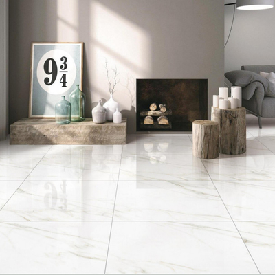Los azulejos del piso del vestíbulo estilo moderno 600x600 porcelana pulida Calacatta azulejos de mármol