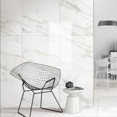 Los azulejos del piso del vestíbulo estilo moderno 600x600 porcelana pulida Calacatta azulejos de mármol