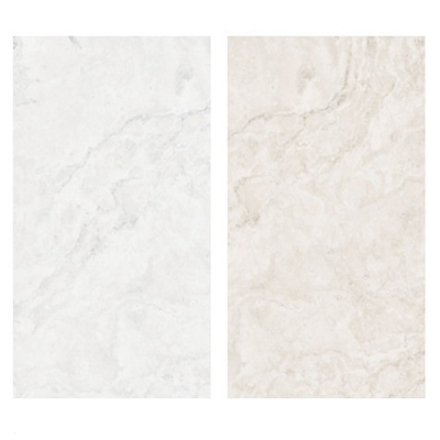 Moderno estilo azulejos de porcelana gris claro y travertino blanco aspecto azulejo de pared exterior