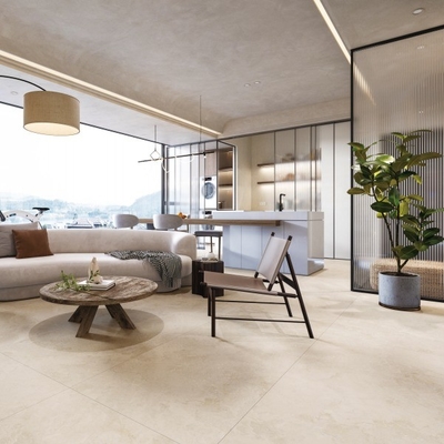 Tejas de adoquín beige 24*24 travertino porcelanato para espacios interiores y exteriores duraderos