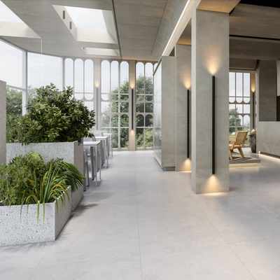 Tejas de adoquín beige 24*24 travertino porcelanato para espacios interiores y exteriores duraderos